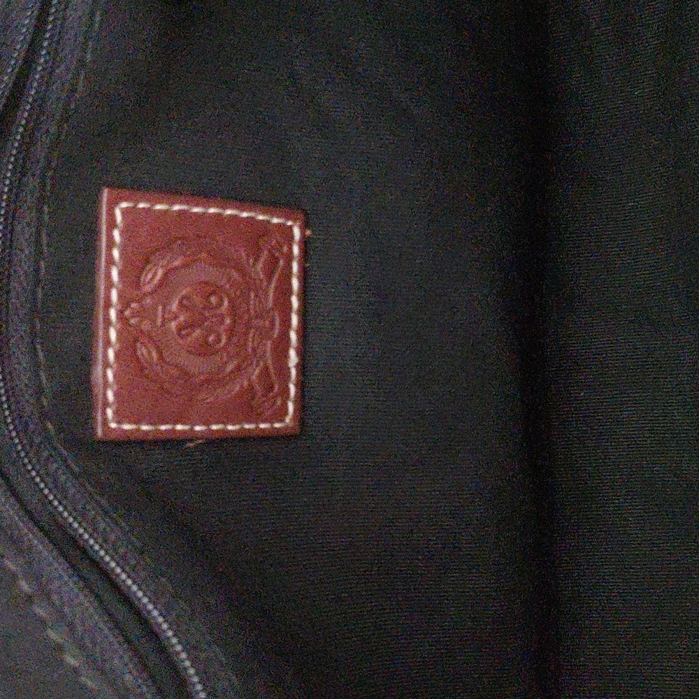 Nwt Vintage Medallion QVC Navy and Brown Leather Crossbody Purse - Picture 9 of 12